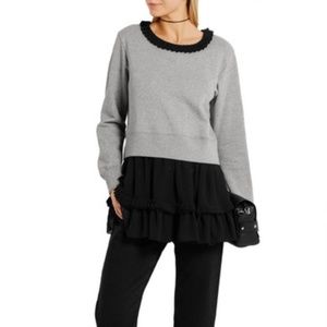 MM6 Maison Margiela Chiffon Trim Cotton Top